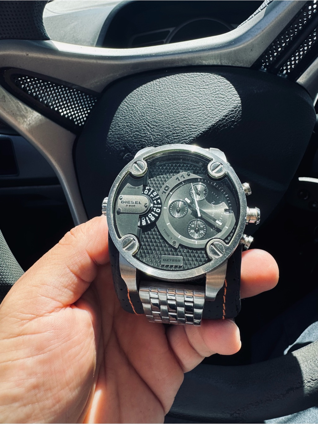Diesel Silver And Black MultiDial Chronograph Watch